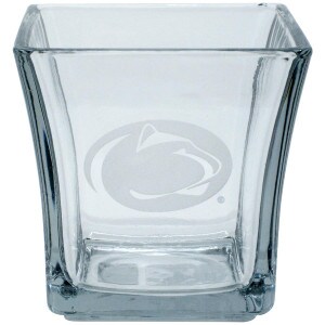flared candle holder with etched Penn State Athletic Logo